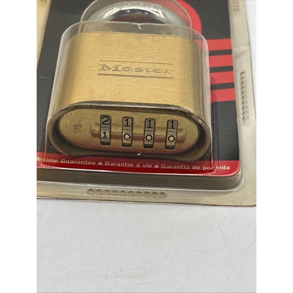 VTG Master Lock Resettable Combination Padlock 2" wide Brass 175D NOS - 1999